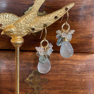 Aquamarine Drops With Opal Clusters