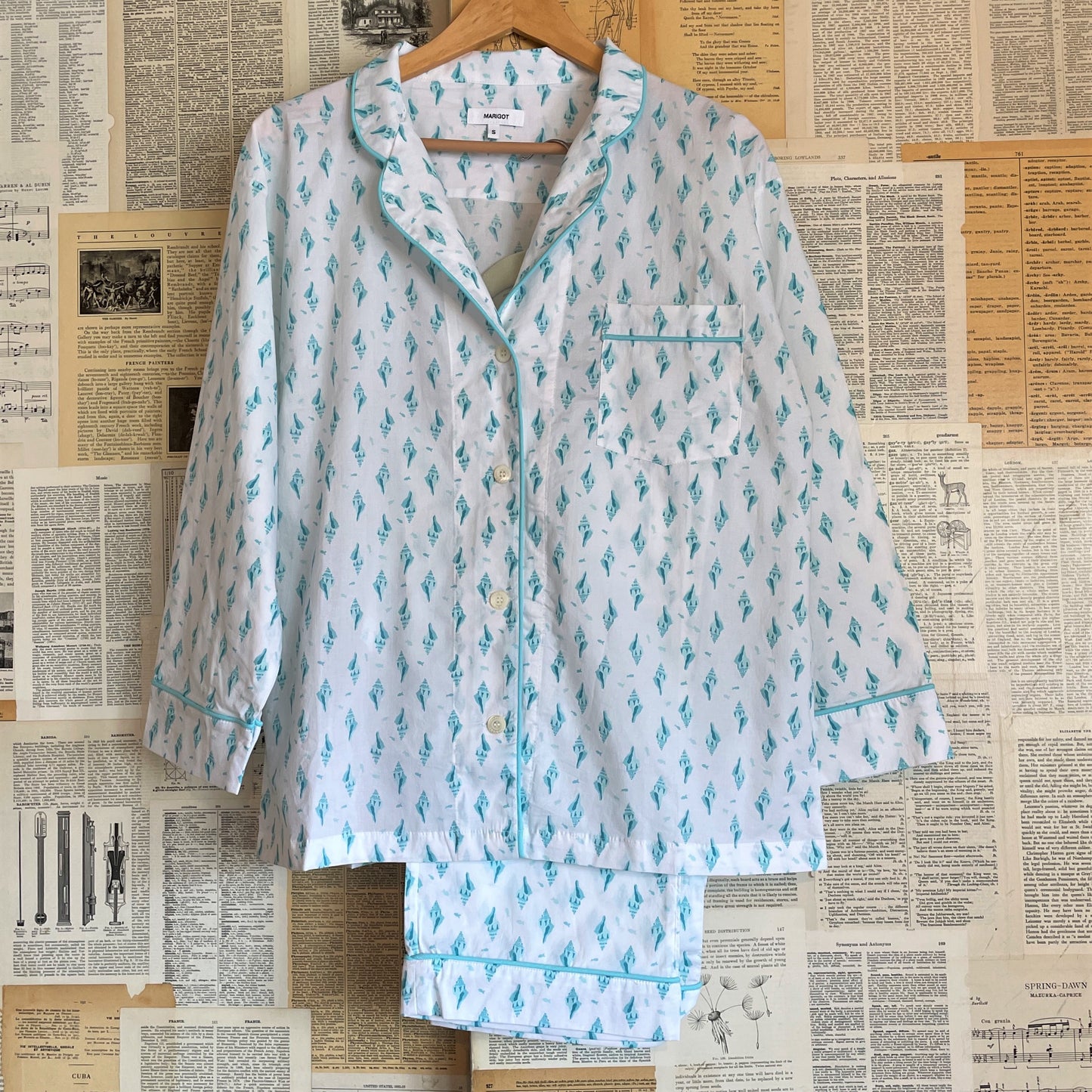 Aqua Shells Pajama Set, Small