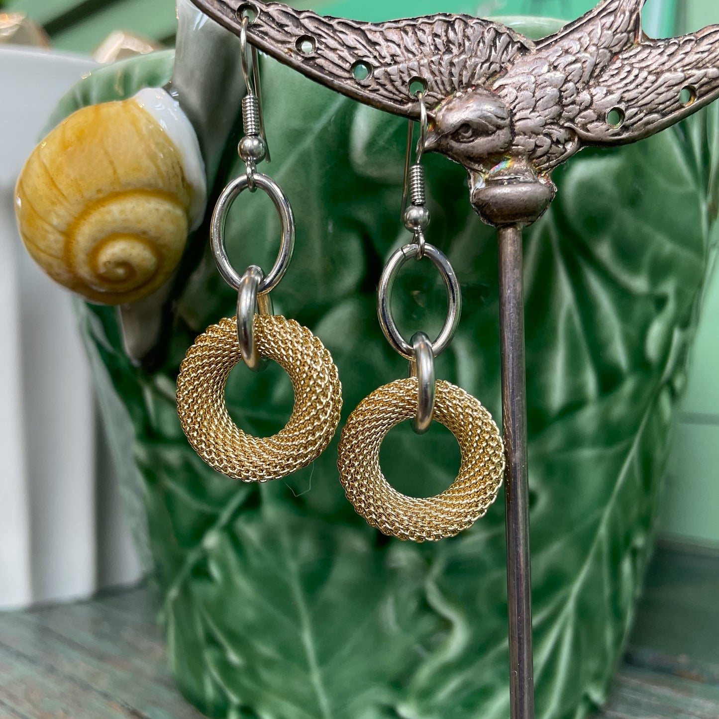 Mesh Circle Drop Earrings