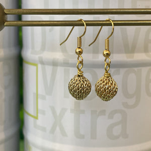 Gold Mesh Ball Earrings