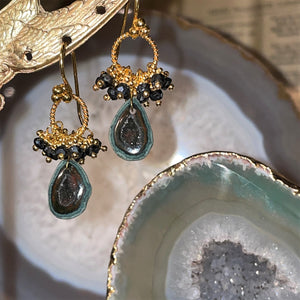 Twisted Hoop With Baby Agate Geode Earrings