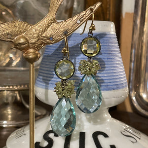 Blue Quartz With Citrine & Clusters Earrings