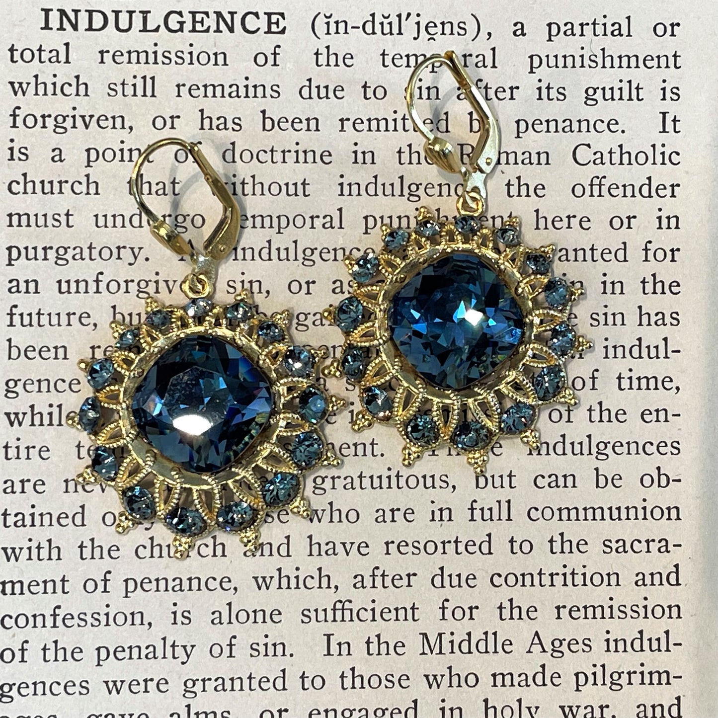 Midnight Blue Crystal Starburst Earrings