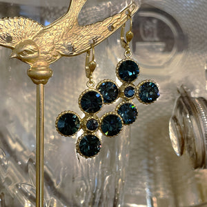 Midnight Blue Crystal Petal Earrings
