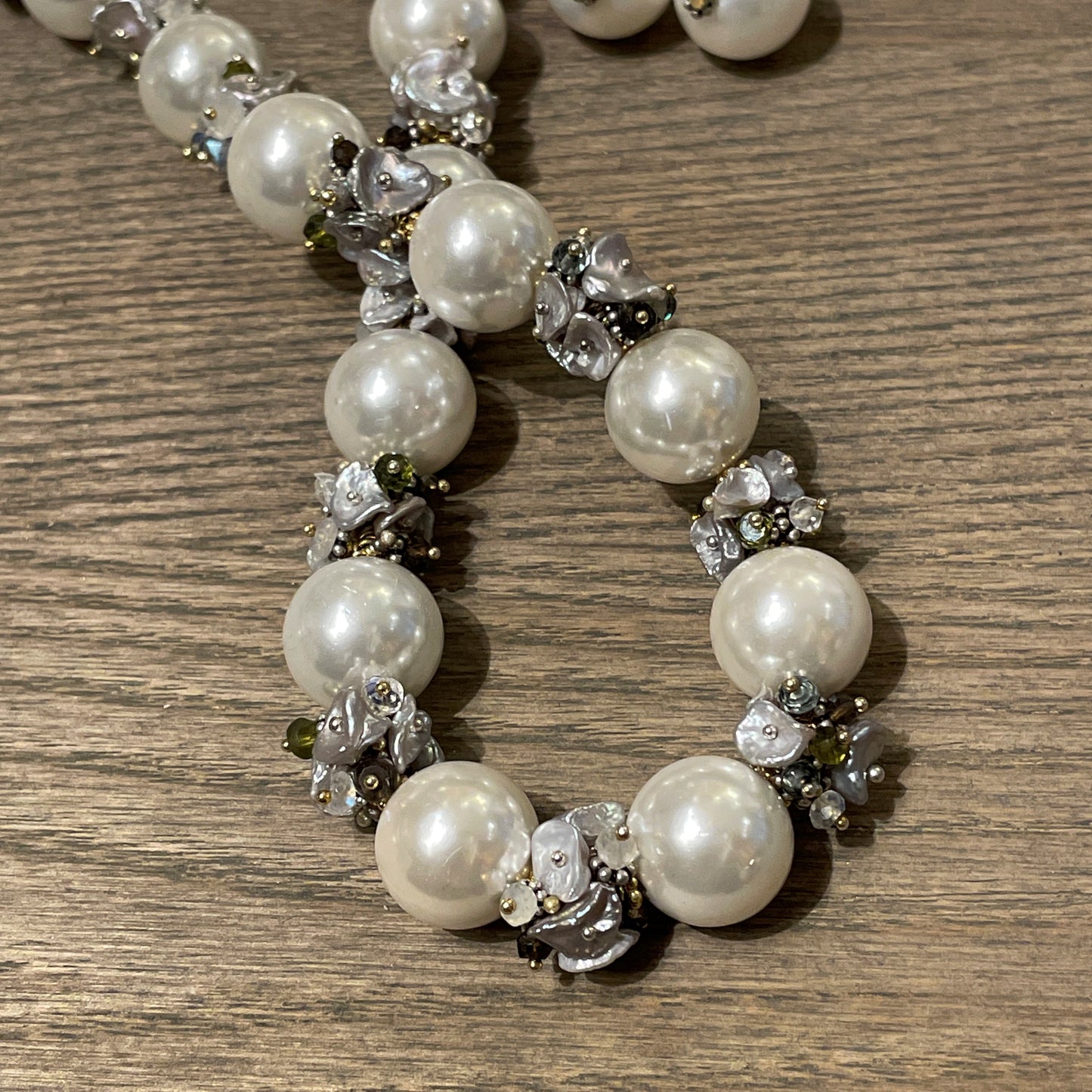 White Shell Pearl Necklace Neutral Clusters