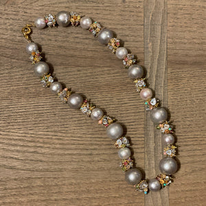 Grey Freshwater Baroque Pearl Necklace Pastel Clusters