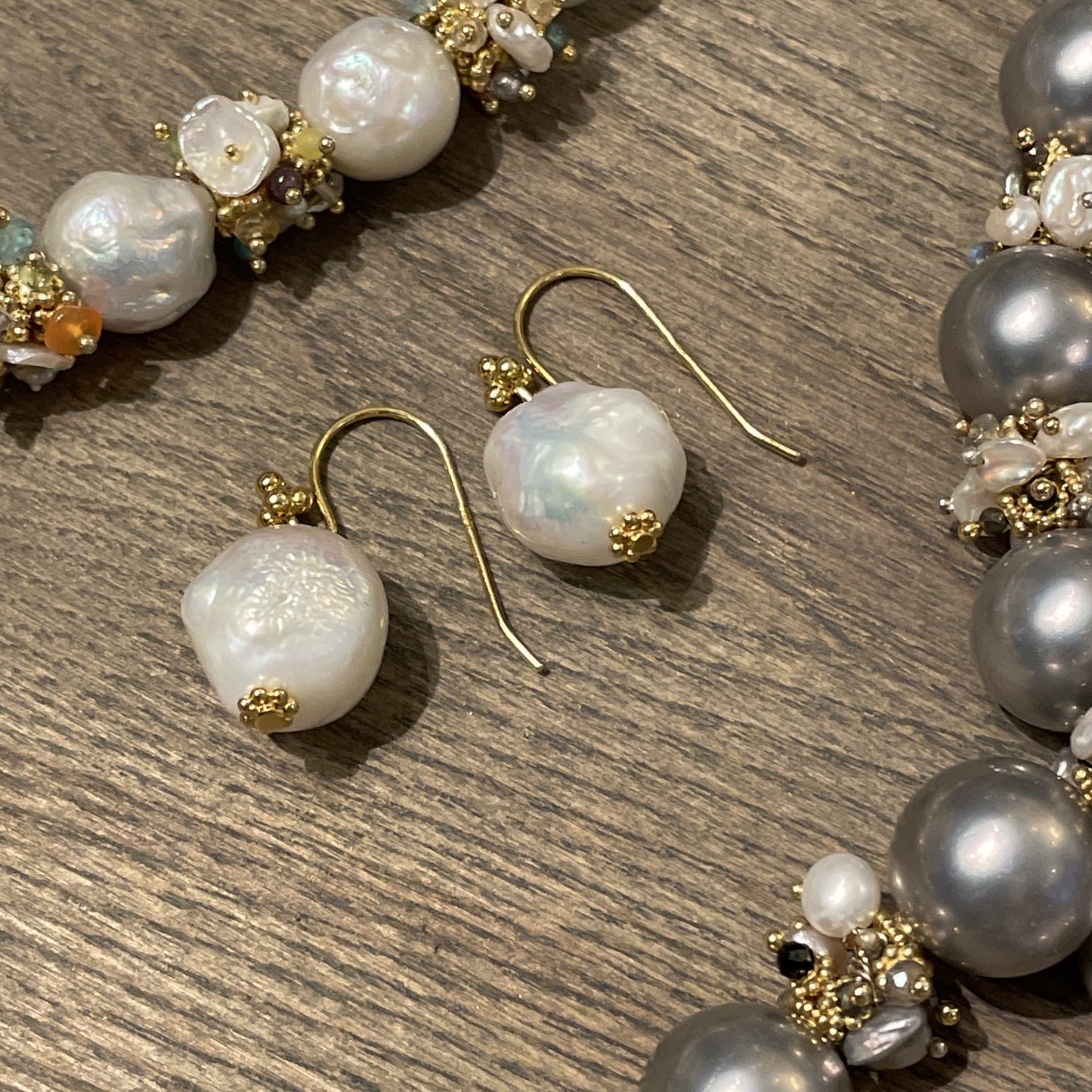 White Baroque Freshwater Pearl Earrings