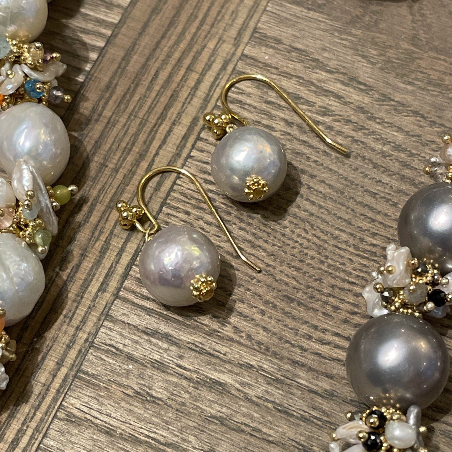 Grey Baroque Freshwater Pearl Earrings