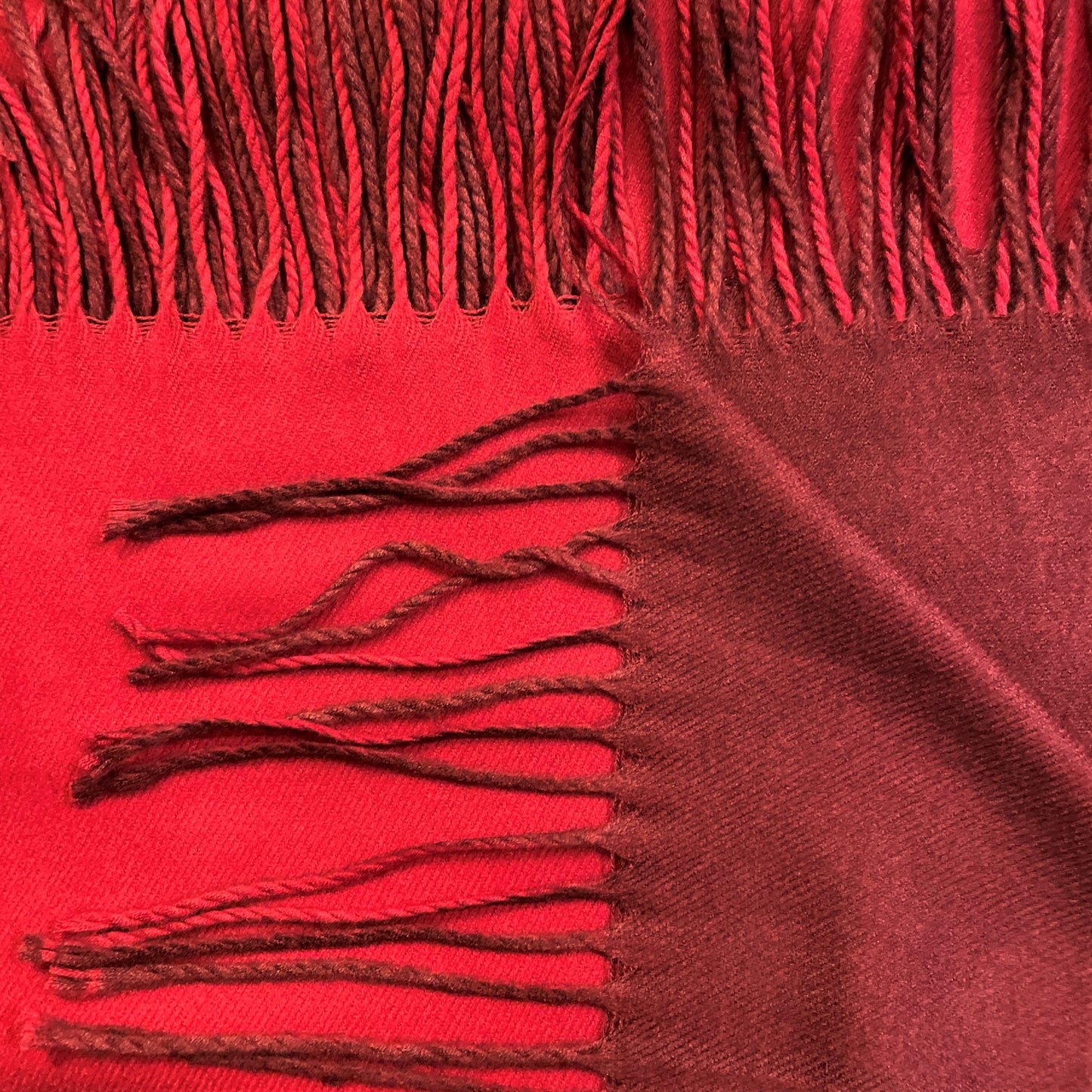 Cashmere Shawl Scarf Cherry Red & Burgundy