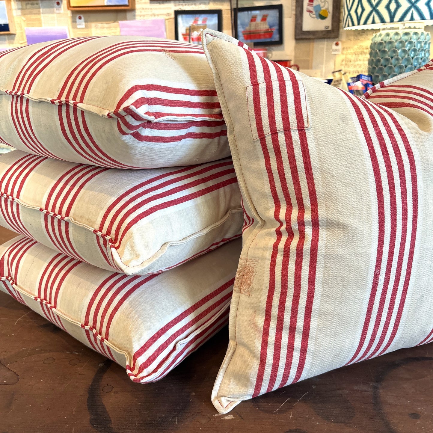 Striped Pillow Vintage French Cloth