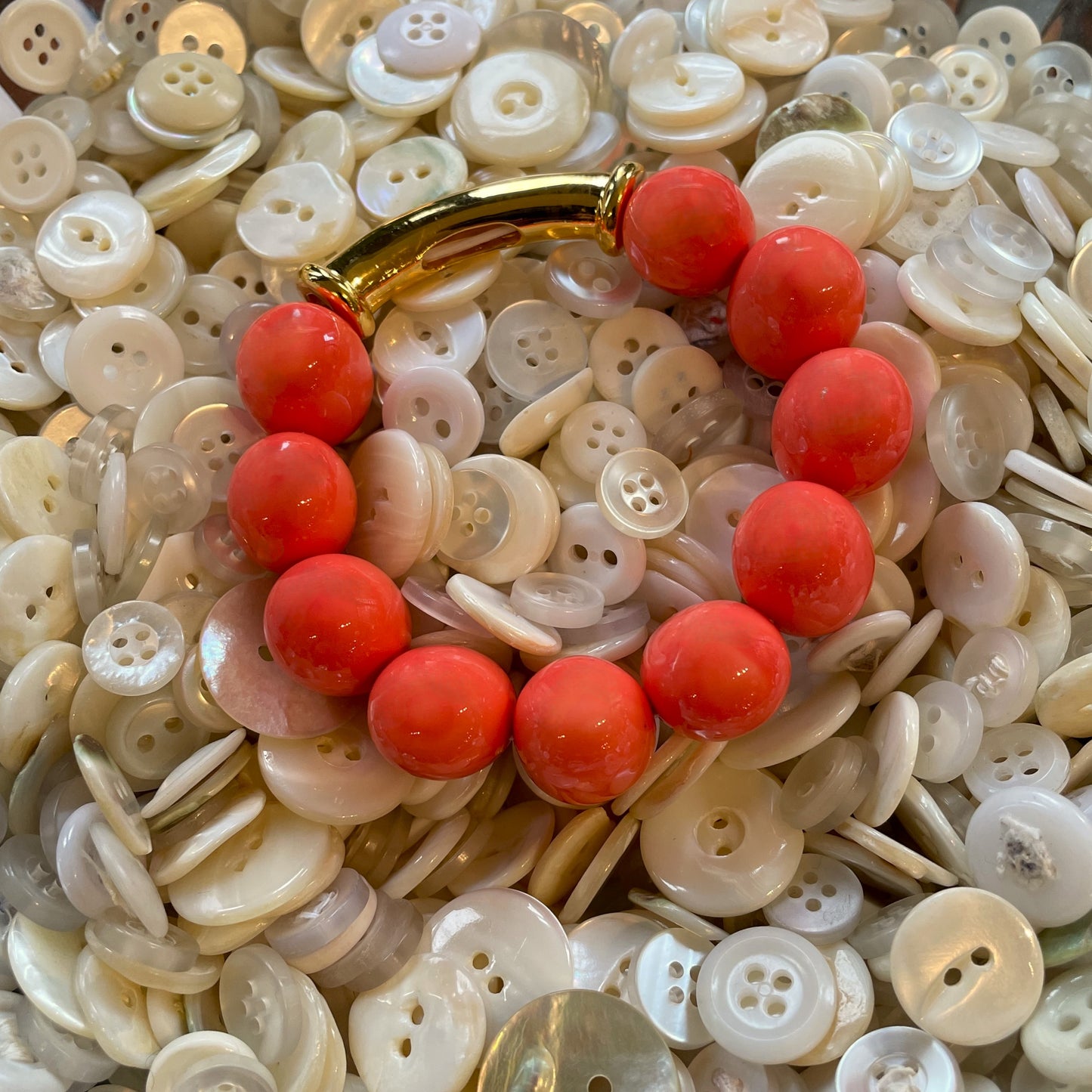 Salmon Coral Pebble Pearl Bracelet