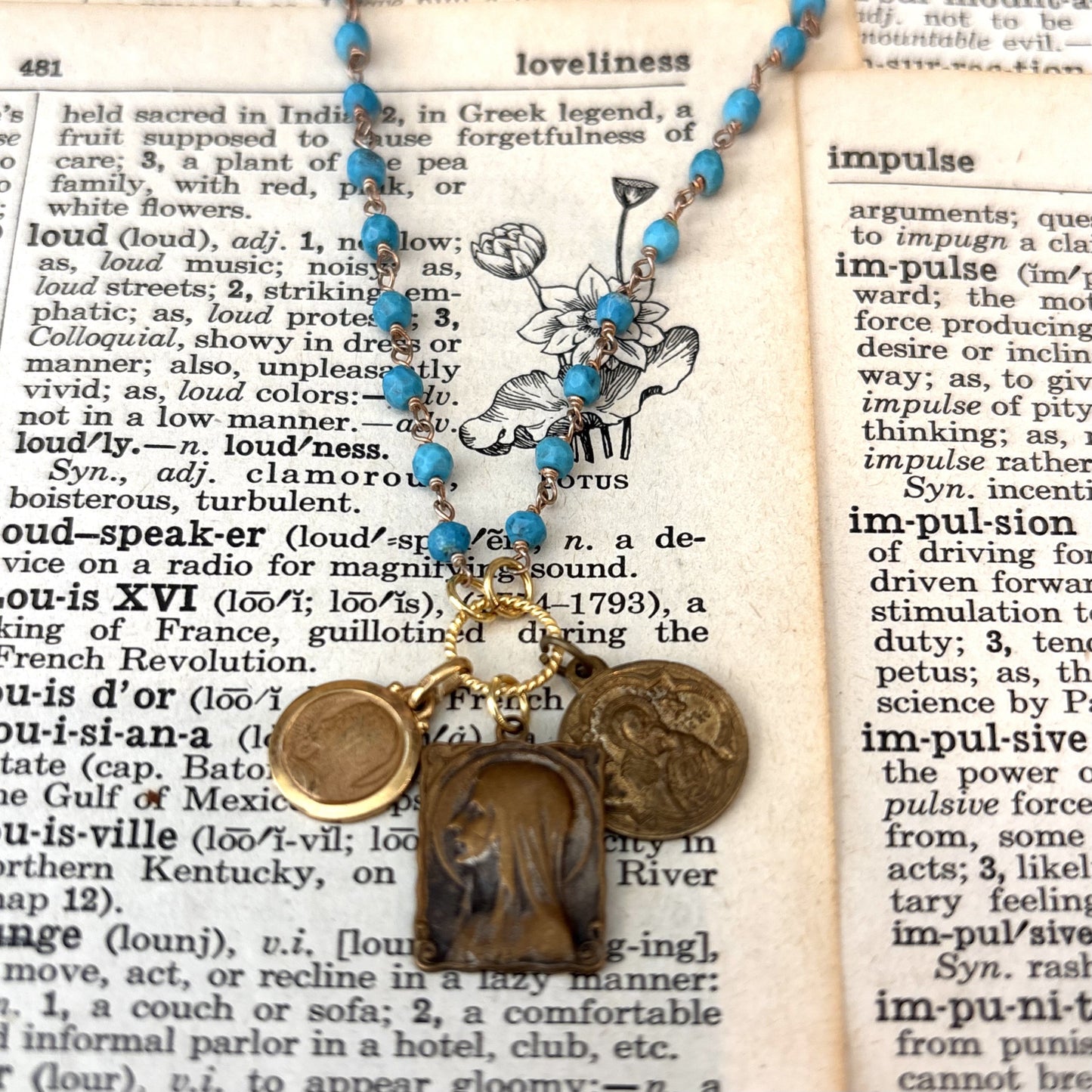 Sleeping Beauty Turquoise Vintage Charm Necklace