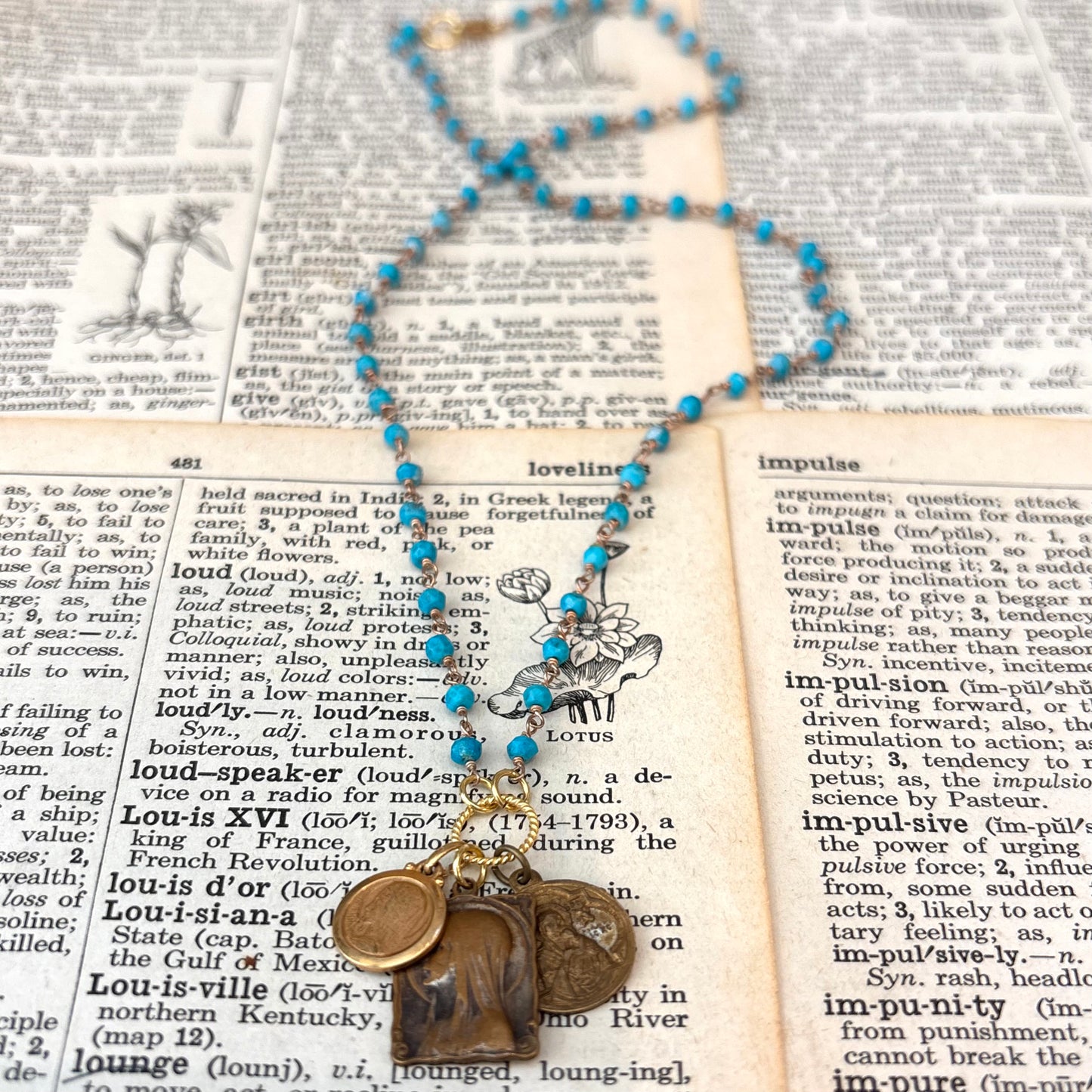 Sleeping Beauty Turquoise Vintage Charm Necklace