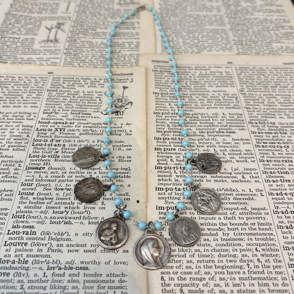 Turquoise Vintage Multi Charm Necklace