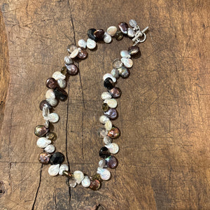Peacock One Strand Necklace, Pearl and Stone
