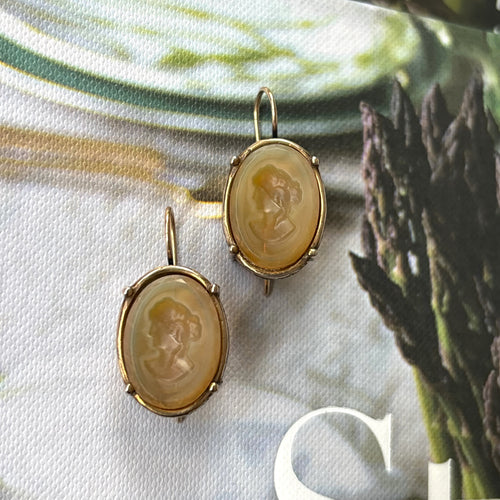 Butterscotch Oval Intaglio Earrings
