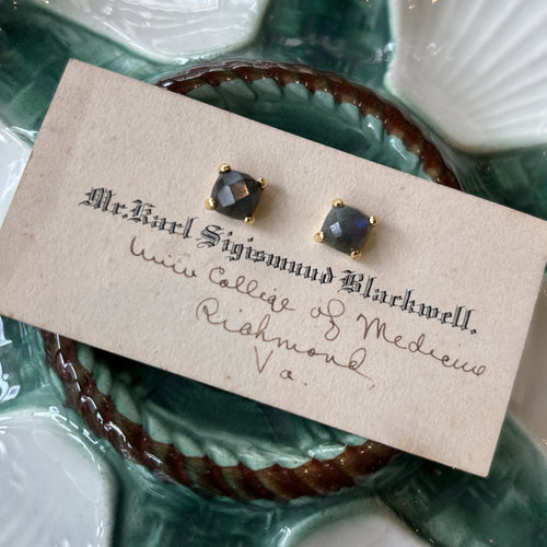 Small Four Prong Earrings, Labradorite