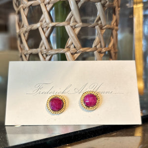 Round Ruby Stud Earrings
