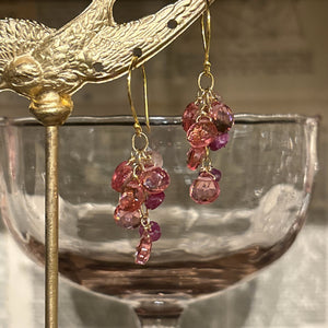 Pink Sapphire Cluster with Gold Links Earrings