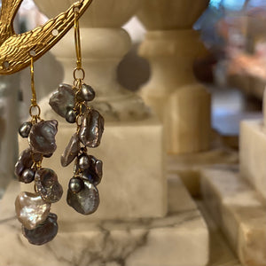 Freshwater & Seed Pearl Chain Earrings