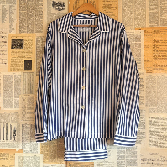 Classic Navy Stripe Pajama Set, Large