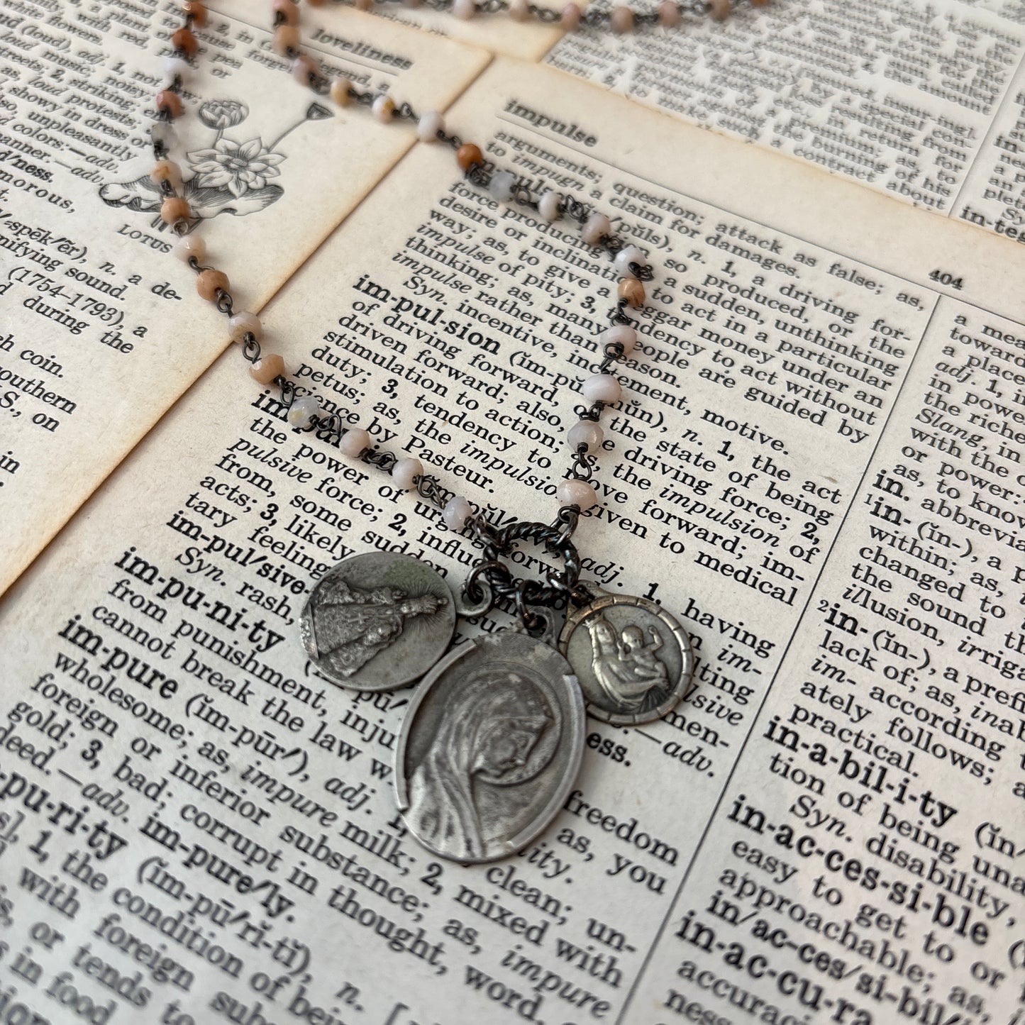 Pink Opal Vintage Charm Necklace