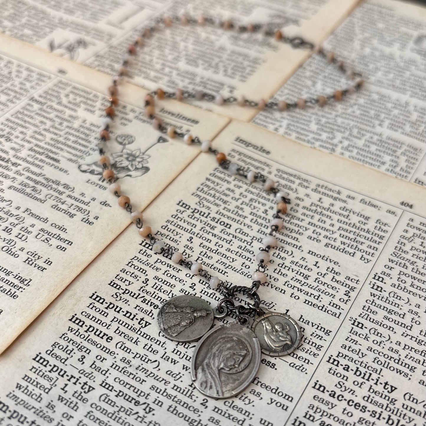 Pink Opal Vintage Charm Necklace
