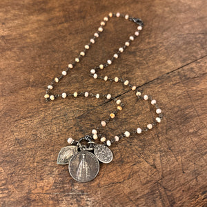 Pink Opal Vintage Charm Necklace