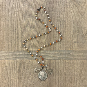 Mexican Fire Opal Vintage Charm Necklace No. 02