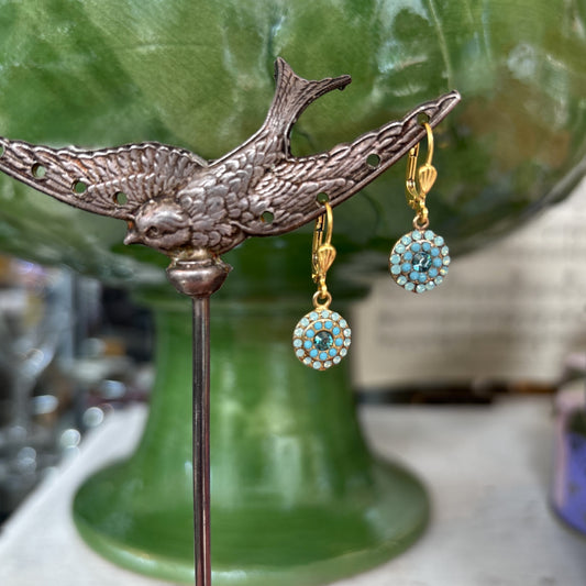 Delicate Turquoise Pave Rhinestone Earrings