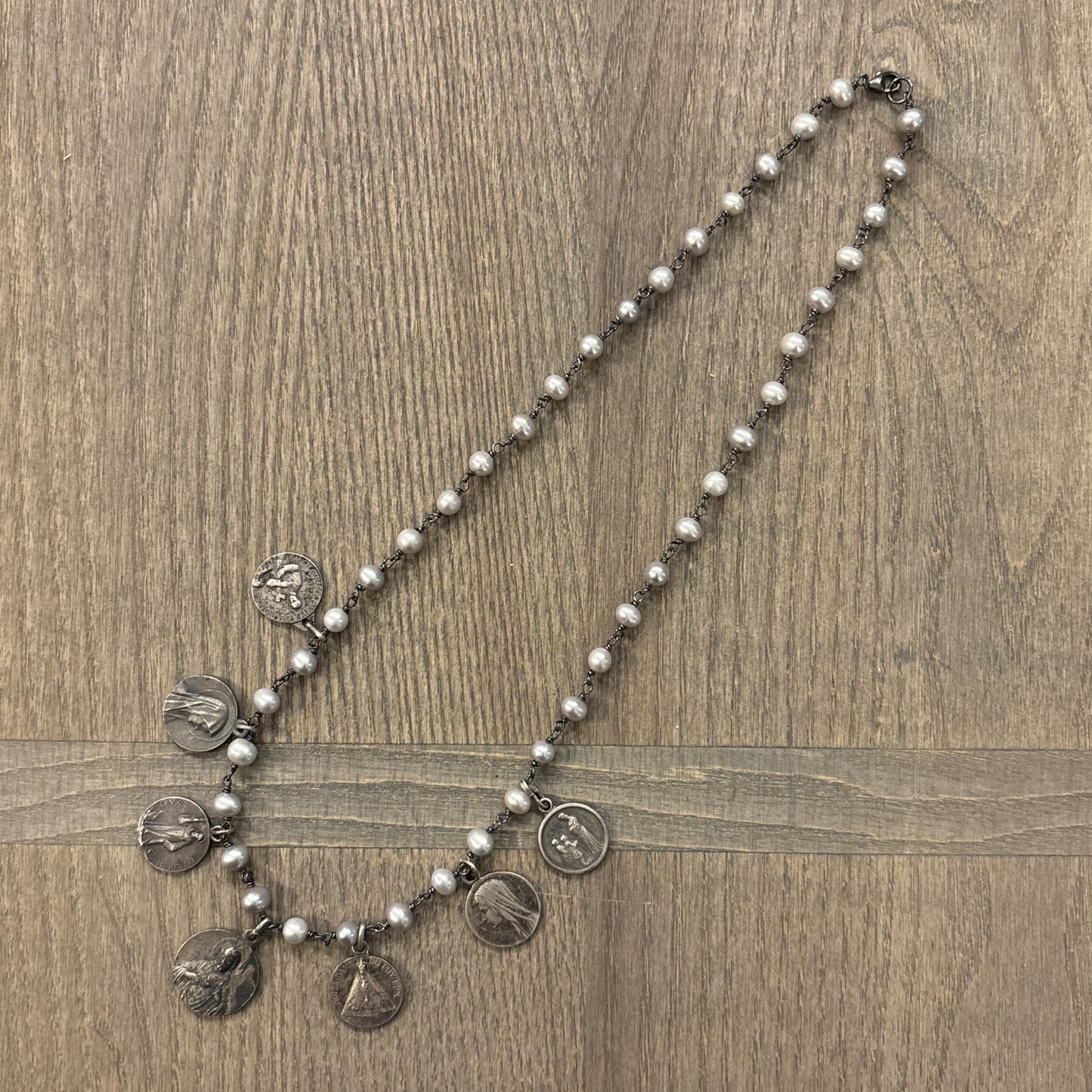 Freshwater Pearl Vintage Multi Charm Necklace