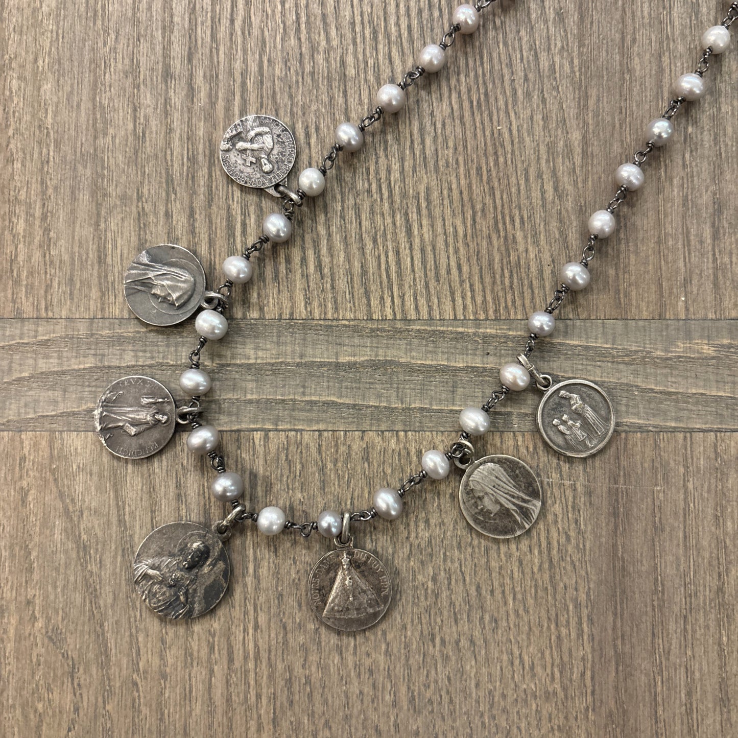 Freshwater Pearl Vintage Multi Charm Necklace