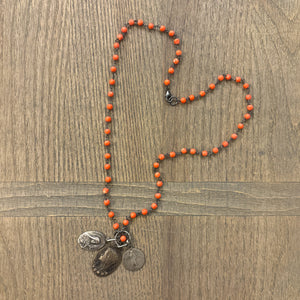 Coral Vintage Charm Necklace