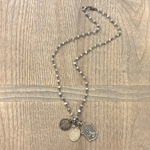 White Quartz Vintage Charm Necklace