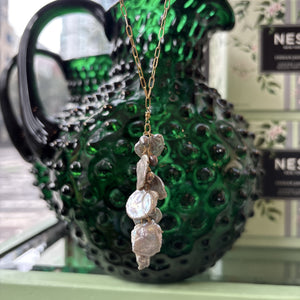 Keishi Pearl Cascade on Gold Chain Necklace