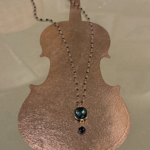 Green Quartz with Topaz Drop Necklace