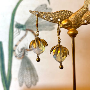 Opalite Drop with Brass Cap Earrings