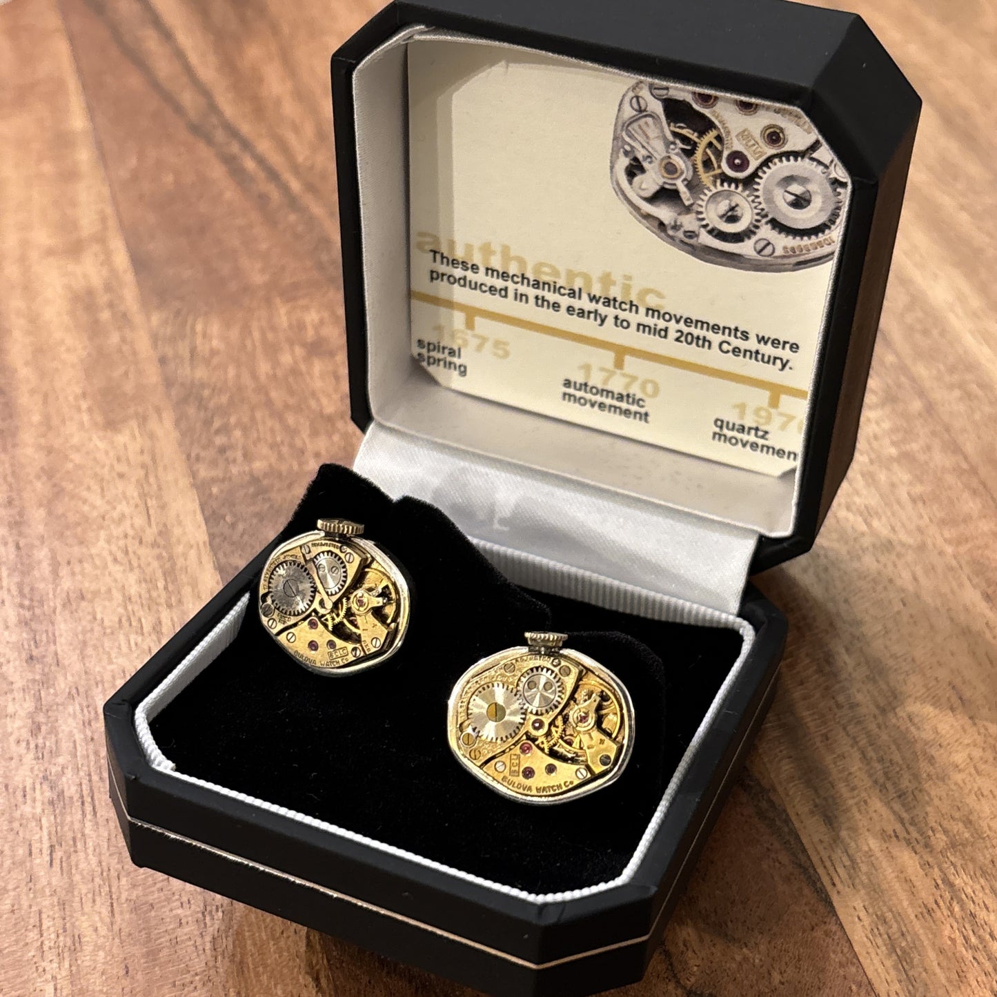 Hexigon Watchmovement Cufflinks, Gold Face #1