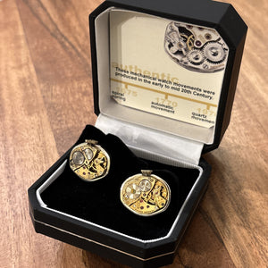 Hexigon Watchmovement Cufflinks, Gold Face #1