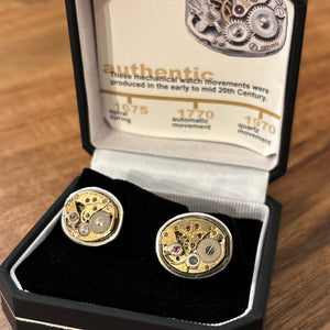 Oval Watchmovement Cufflinks, Gold Face #2