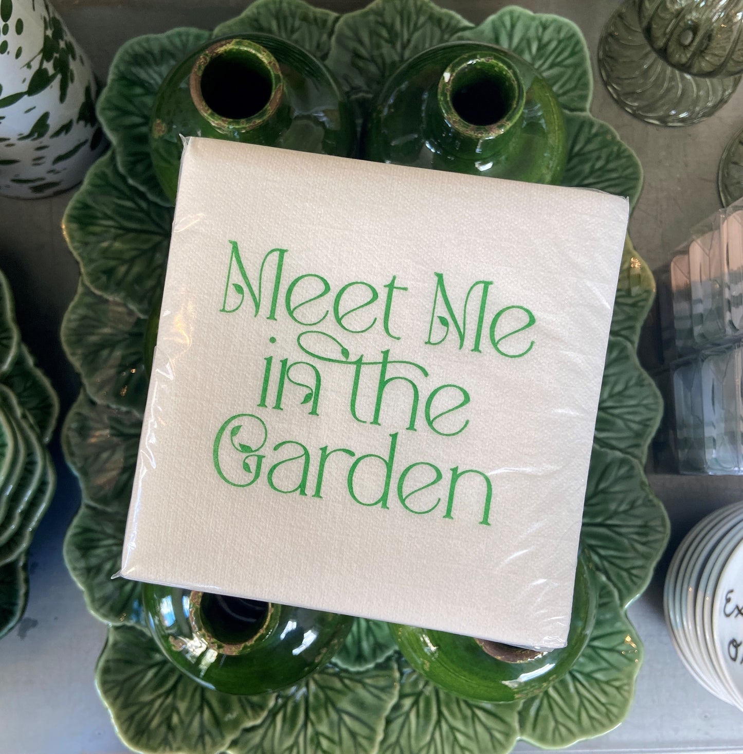 Meet Me In The Garden Green Cocktail Napkins