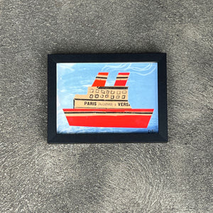 Red Ocean Liner with Paris Ephemera by Denise Fiedler