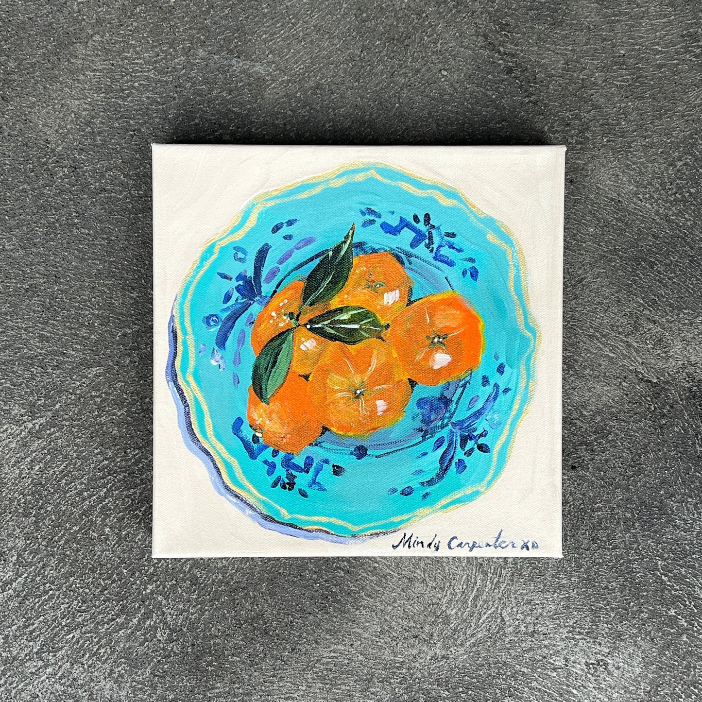 Oranges on Turquoise Ginori by Mindy Carpenter