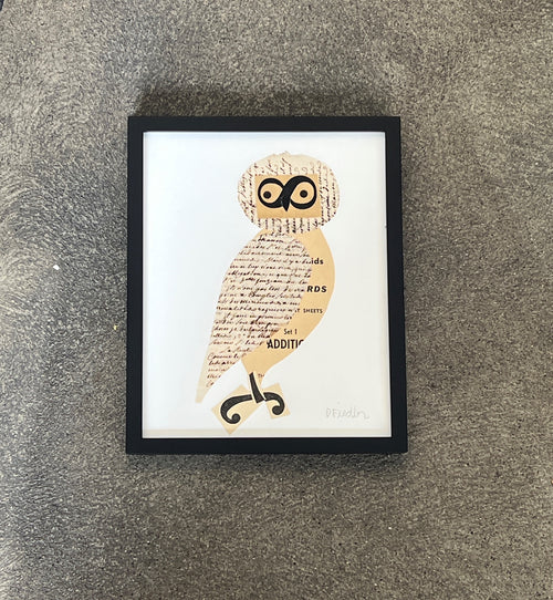 Vintage Ephemera Owl No. 01 by Denise Fiedler