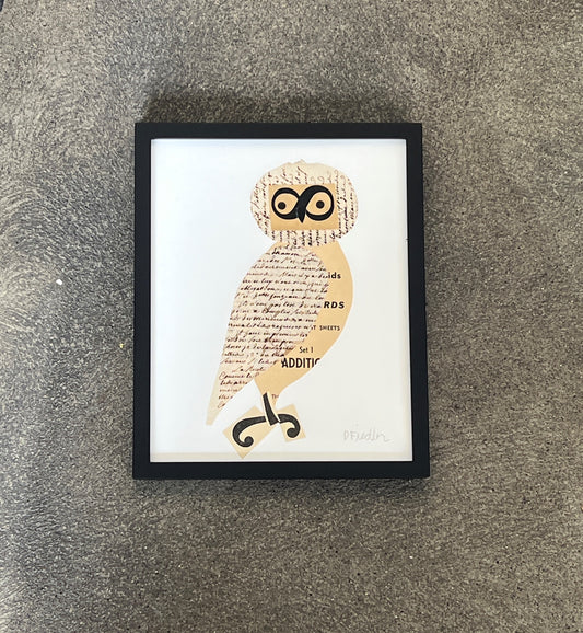 Vintage Ephemera Owl No. 01 by Denise Fiedler