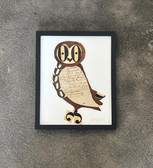 Vintage Ephemera Owl No. 03 by Denise Fiedler
