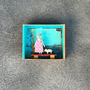 Pink Polka Dot Dress & Piggie by Virginia McCracken
