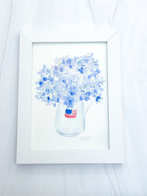 Hydrangea in Flag Vase by Jeanne McKay Hartmann