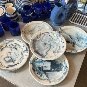 Blue Swirl Plate by Adrien Miller