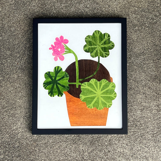 Pink Geranium in Clay Pot by Denise Fiedler